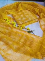 Cotton Yellow Casual Wear Printed Salwar Suit